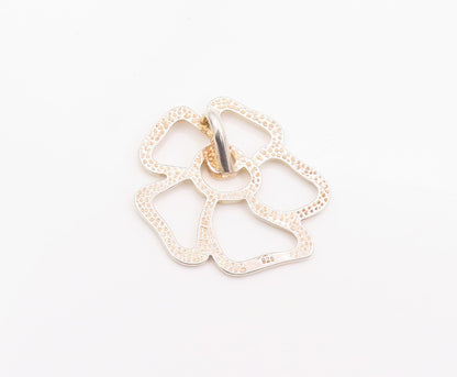 925 Sterling Silver Vintage Pendant Modernist Daisy Flower Outline  PT25652