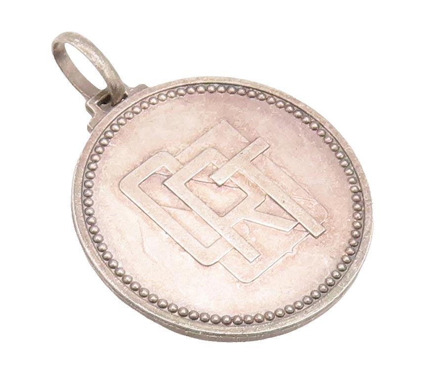 925 Sterling Silver Vintage Pendant Solid Antique 1973 CRT Etched Coin  PT23271