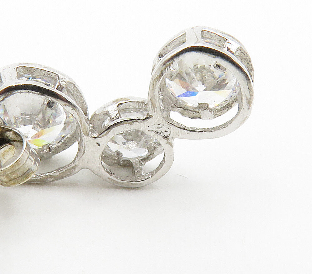 925 Sterling Silver  Sparkling Round Cut Cubic Zirconia Drop Earrings  EG8490