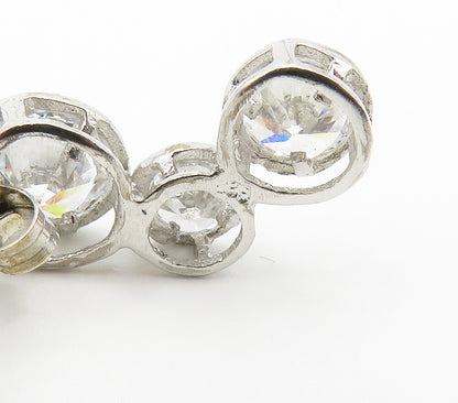 925 Sterling Silver  Sparkling Round Cut Cubic Zirconia Drop Earrings  EG8490