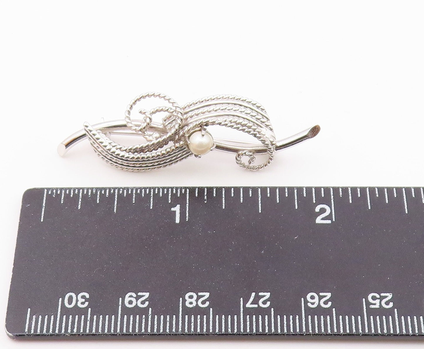CARL ART 925 Silver  Vintage Petite Pearl Swirl Twist Brooch Pin  BP8496