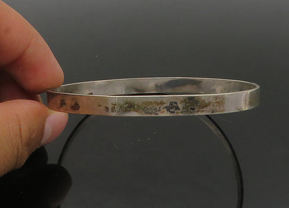 SJ IRELAND 925 Silver  Vintage Stamped Pattern Round Bangle Bracelet  BT8804
