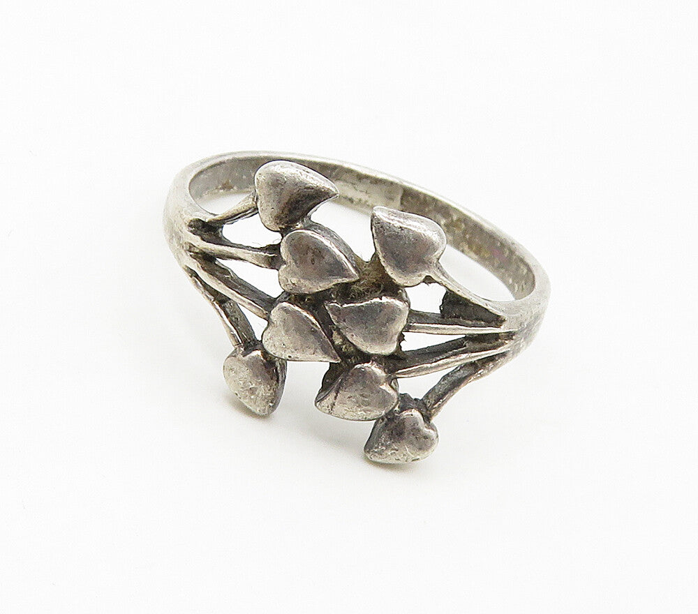 925 Sterling Silver  Vintage Floral Leaves Bypass Band Ring Sz 6.5  RG16897