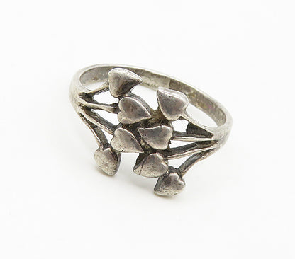 925 Sterling Silver  Vintage Floral Leaves Bypass Band Ring Sz 6.5  RG16897