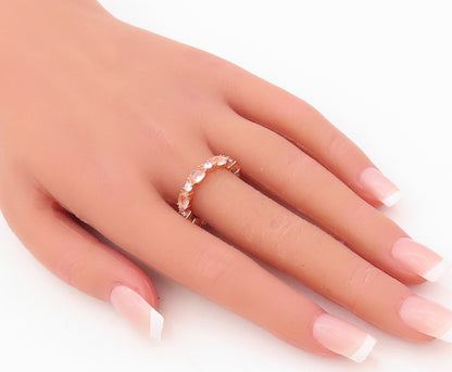 925 Sterling Silver Vintage Ring Rose Gold Plated Morganite CZ Band Sz 7 RG30342