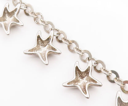 925 Sterling Silver Vintage Bracelet Celestial Dangling Star Charm Link  BT11670