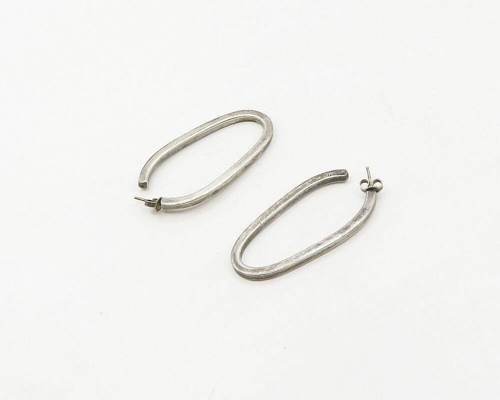 925 Sterling Silver Vintage Smooth Minimalist Oval Hoop Earrings EG9001