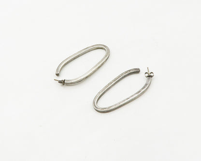 925 Sterling Silver Vintage Smooth Minimalist Oval Hoop Earrings EG9001