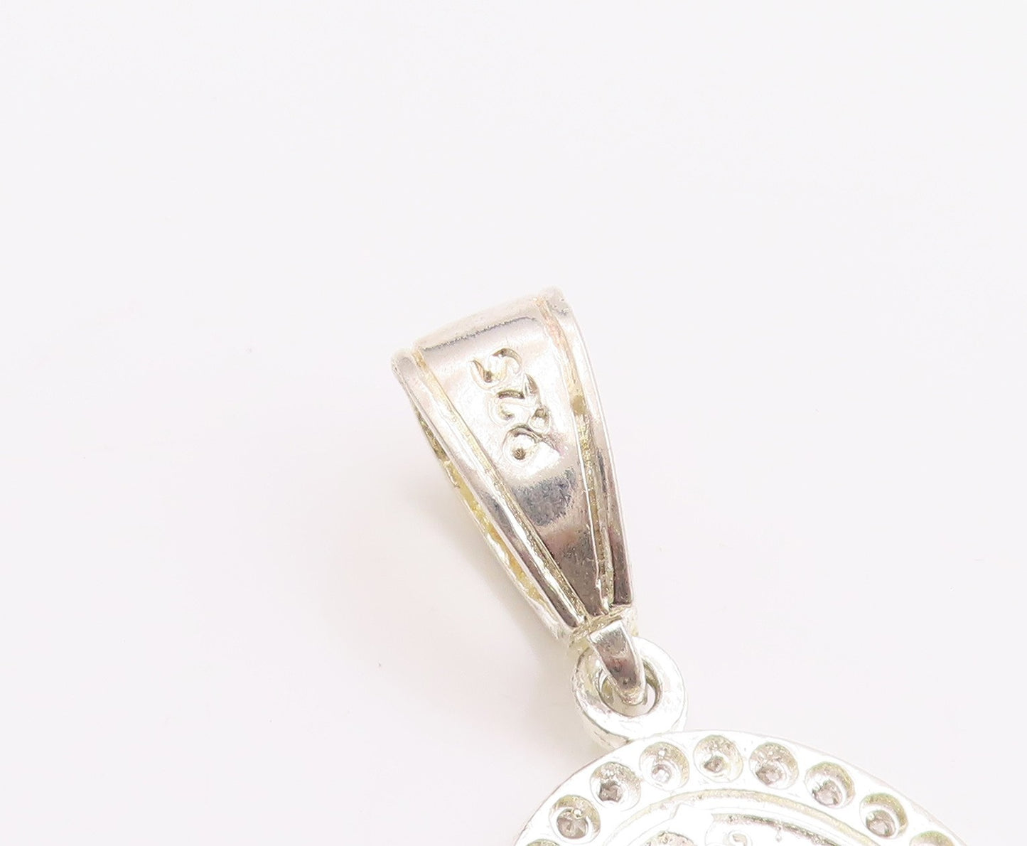 925 Sterling Silver Vintage Pendant CZ Virgin Mary Religious Medallion  PT24915
