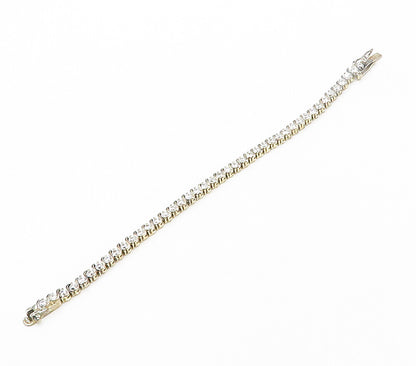 925 Sterling Silver  Round Cut Cubic Zirconia S Swirl Chain Bracelet  BT6468