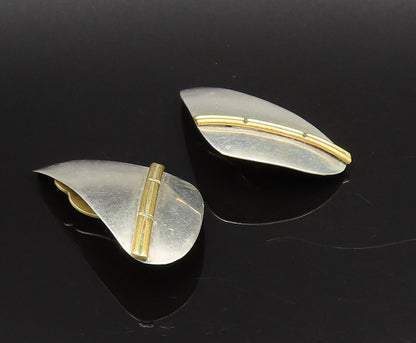 925 Silver  Vintage Two Tone Triangle Abstract Clip Back Earrings  EG12163