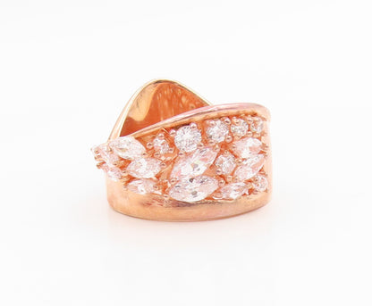 925 Sterling Silver Vintage Ring Gold Plated Multi Shape CZ Band  Sz 7  RG35619