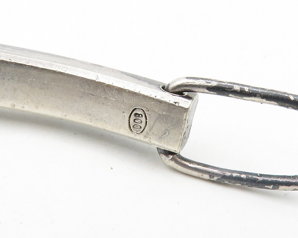 EUROPEAN 925 Silver  Vintage Dark Tone Smooth Curve Bar Chain Bracelet  BT7794