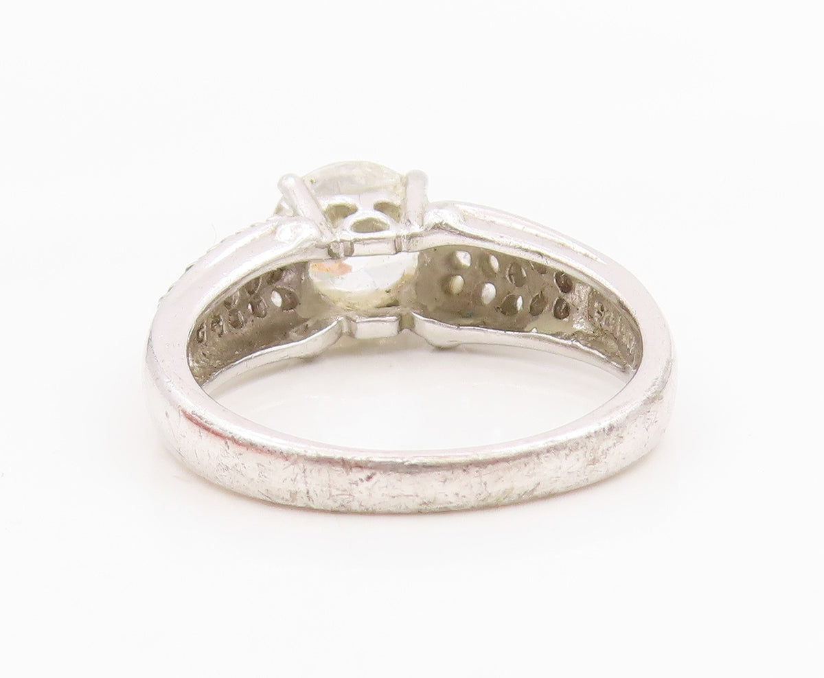 925 Sterling Silver Vintage Ring Sparkling CZ Statement Band  Sz 8.5  RG34197