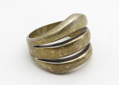 MEXICO 925 Sterling Silver  Vintage Dark Tone Split Band Ring Sz 9  RG10482