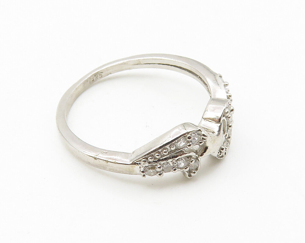 925 Sterling Silver  Topaz Moon & Shooting Star Motif Band Ring Sz 7  RG10346