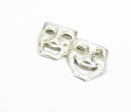 MEXICO 925 Sterling Silver  Vintage Dramatic Theater Masks Brooch Pin  BP1808