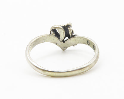 925 Sterling Silver Vintage Dark Tone Petite Floral Band Ring Sz 5 RG14356