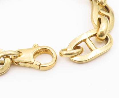 925 Sterling Silver Vintage Bracelet Gold Plated Mariner Anchor Link  BT12196