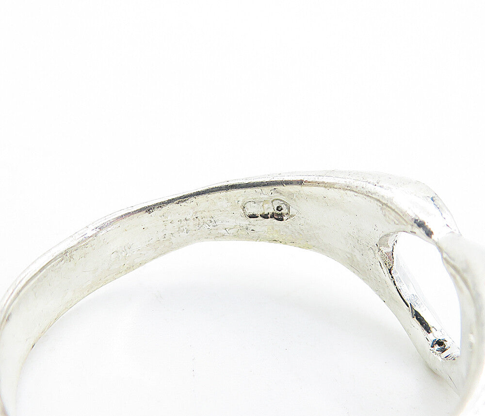 925 Sterling Silver  Large Polished Open Love Heart Band Ring Sz 11.5  RG7572