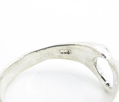 925 Sterling Silver  Large Polished Open Love Heart Band Ring Sz 11.5  RG7572