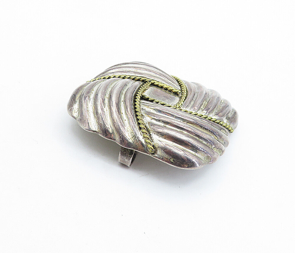 LATON MEXICO 925 Sterling Silver  Vintage Two Tone Twist Brooch Pin  BP2518