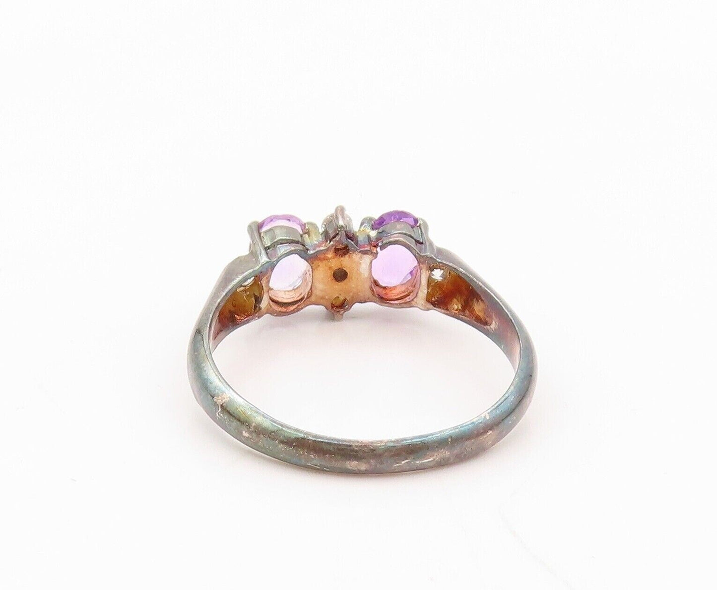 925 Sterling Silver Vintage Ring Amethyst & Topaz Butterfly  Sz 7.5  RG30215
