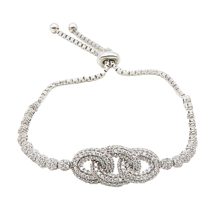 925 Sterling Silver  Vintage Sparkling Cubic Zirconia Chain Bracelet  BT7830