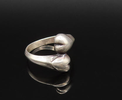 925 Sterling Silver  Vintage Dainty Love Heart Bypass Ring Sz 8  RG25684