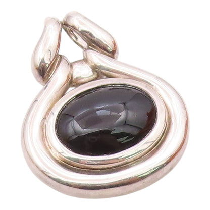ROSS SIMON 925 Sterling Silver  Vintage Cabochon Black Onyx Pendant  PT11754