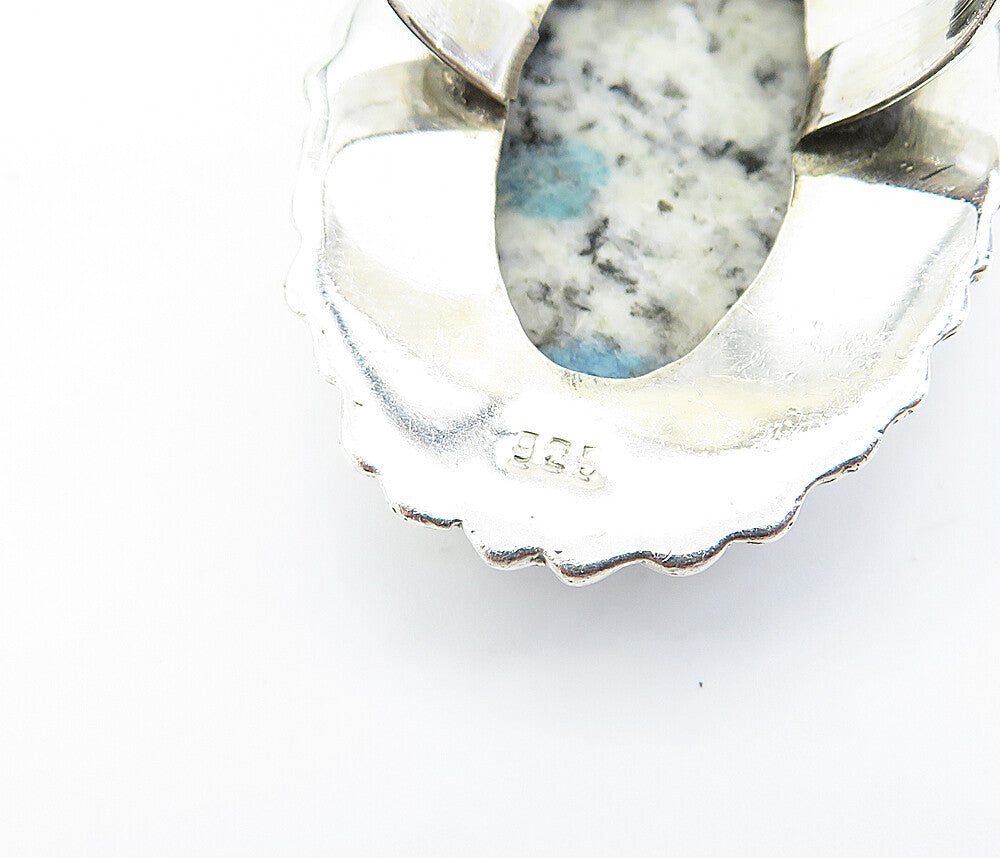 925 Sterling Silver  Cabochon Cut Dendrite Agate Cocktail Ring Sz 9  RG8193