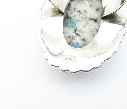 925 Sterling Silver  Cabochon Cut Dendrite Agate Cocktail Ring Sz 9  RG8193