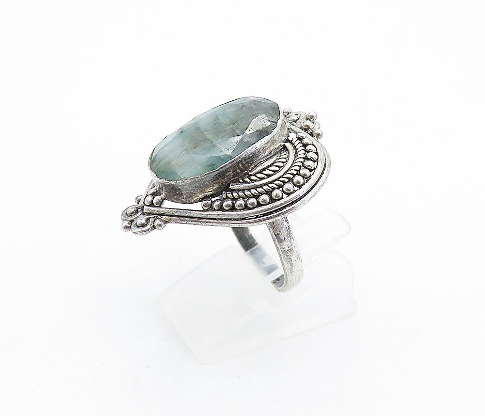 925 Sterling Silver  Vintage Faceted Agate Twist Cocktail Ring Sz 9.5  RG6899