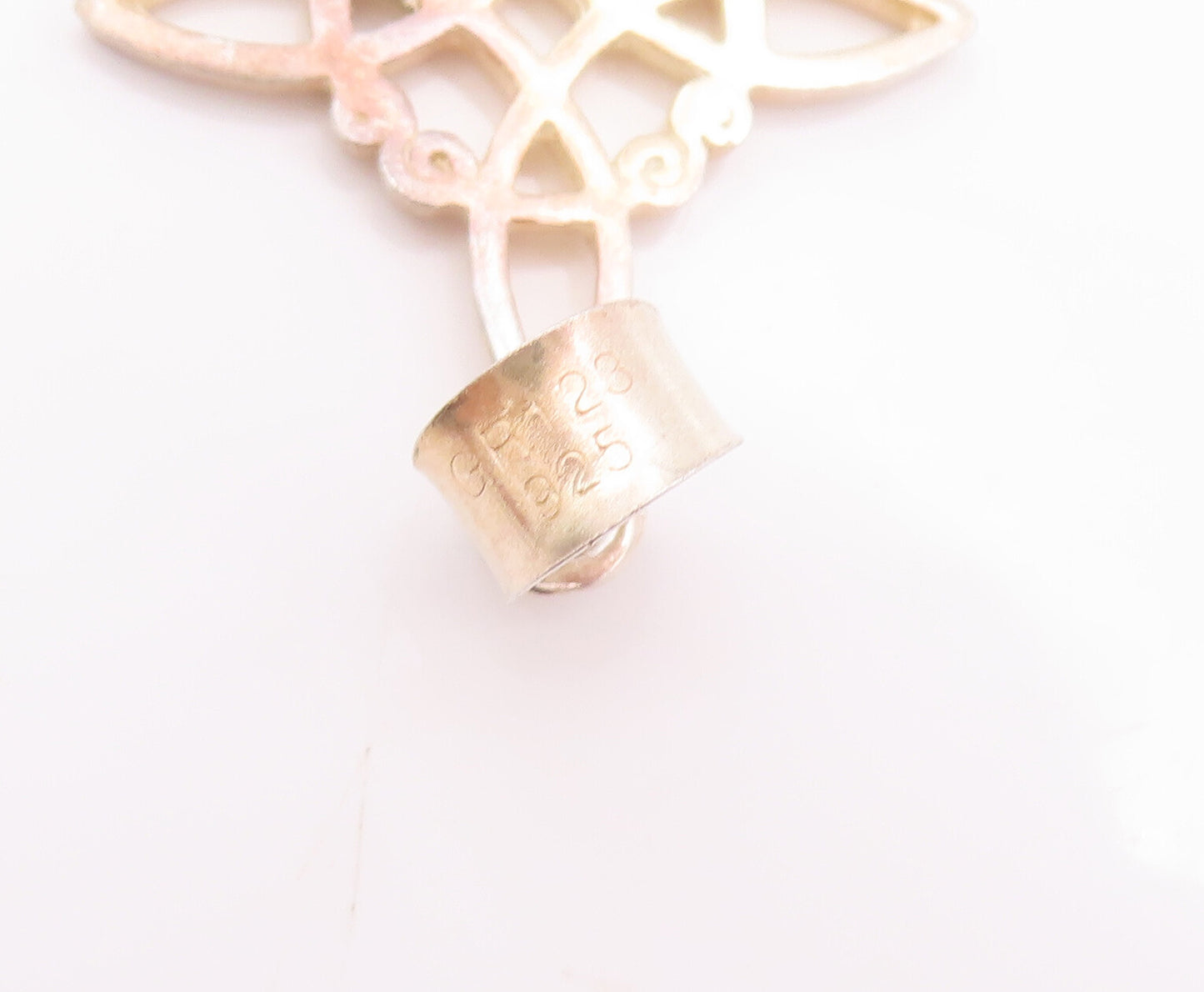 925 Sterling Silver Vintage Pendant Cutout Swirled Flower Carved  PT23062