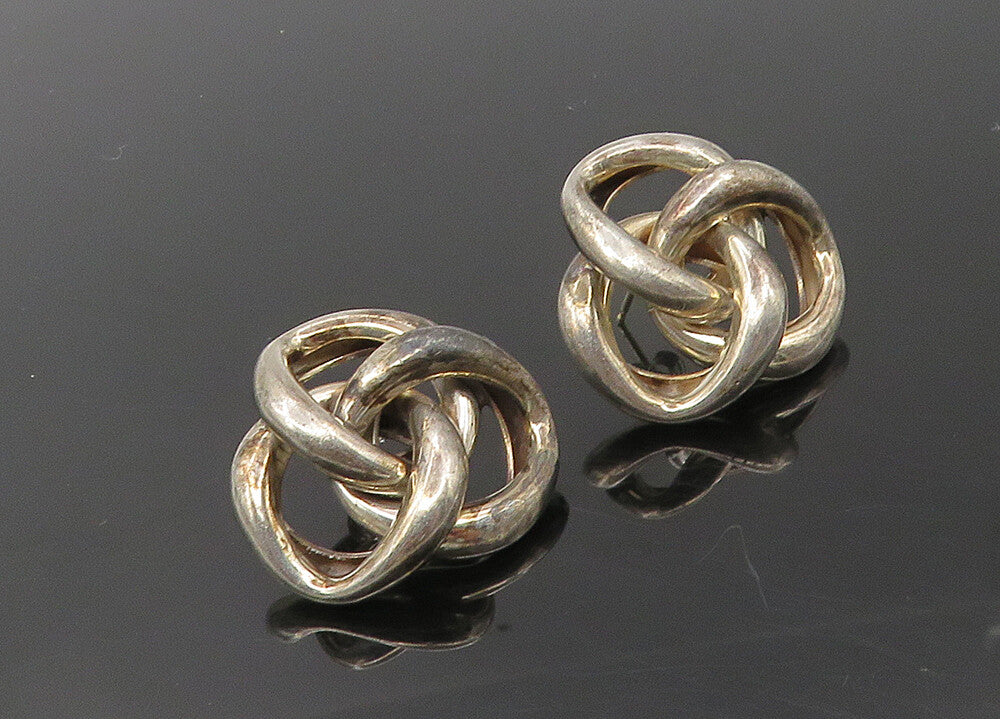 925 Sterling Silver & 14K GOLD  Vintage Pretzel Knot Drop Earrings  EG5294