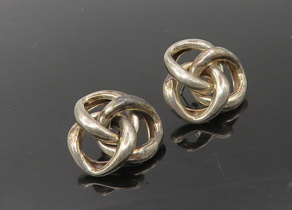 925 Sterling Silver & 14K GOLD  Vintage Pretzel Knot Drop Earrings  EG5294