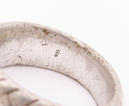 925 Sterling Silver Vintage Ring Solid Carved Woven Threads  Sz 10  RG28049