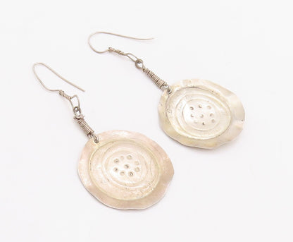 925 Sterling Silver Vintage Earrings Designer Dark Tone Button Effect  EG13216