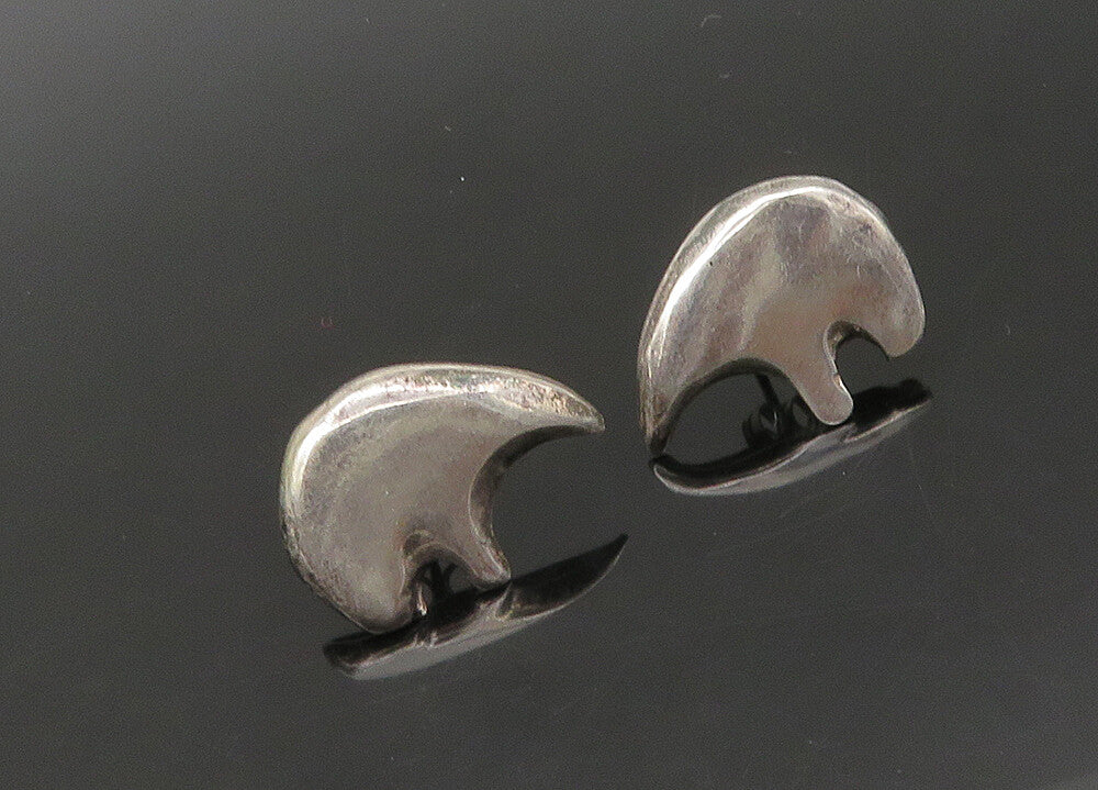925 Sterling Silver  Vintage Shiny Bear Silhouette Drop Earrings  EG10815