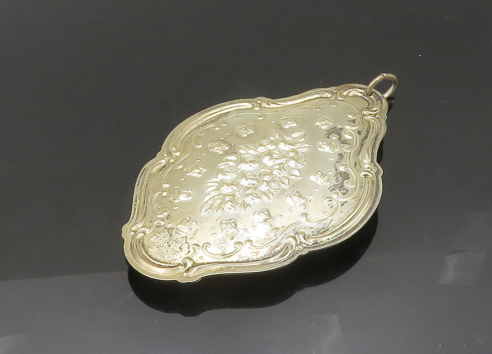 TOWLE 925 Sterling Silver  Vintage Double Sided Floral Pattern Pendant PT16373