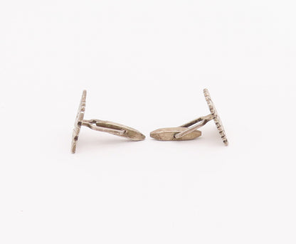 925 Sterling Silver Vintage Cuff Links MEXICO Square Etched Joker Face  TR3702