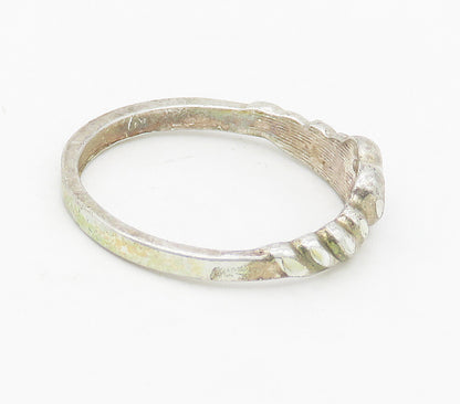 925 Sterling Silver  Vintage Open Love Heart Shiny Band Ring Sz 6  RG16909