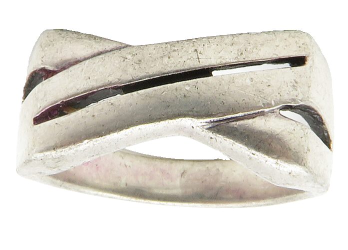 925 Sterling Silver  Vintage Shiny Crossover Dome Band Ring Sz 7   RG14468