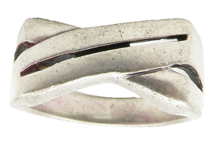 925 Sterling Silver  Vintage Shiny Crossover Dome Band Ring Sz 7   RG14468