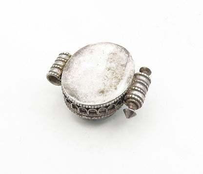 925 Sterling Silver  Vintage Antique Cabochon Cut Jasper Slide Pendant  PT6434