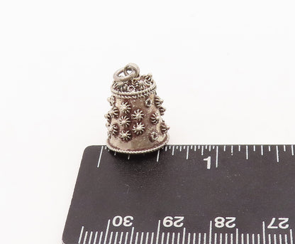 925 Sterling Silver Vintage Pendant Solid Coiled Floral Carved Tea Pot  PT23164