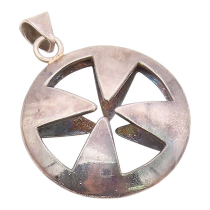 MEXICO 925 Sterling Silver  Vintage 3D Cutout Cross Solid Pendant  PT22301