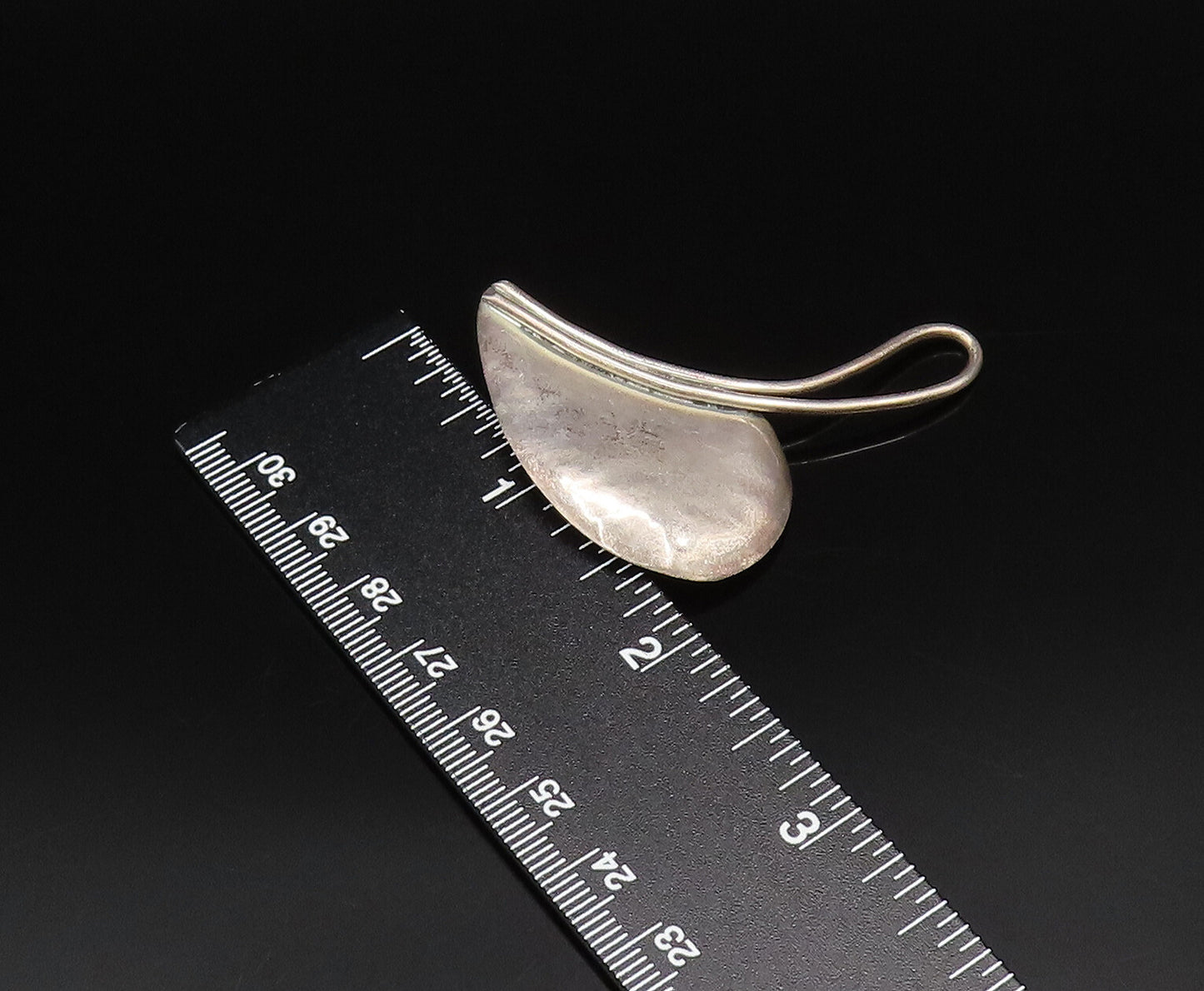 LOUIS BOOTH 925 Silver  Vintage Modernist Teardrop Clip Back Earrings  EG12193