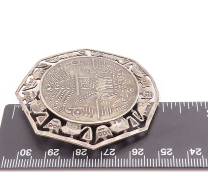 925 Sterling Silver Vintage Brooch Pin Egyptian Triable Design Etched  BP11029