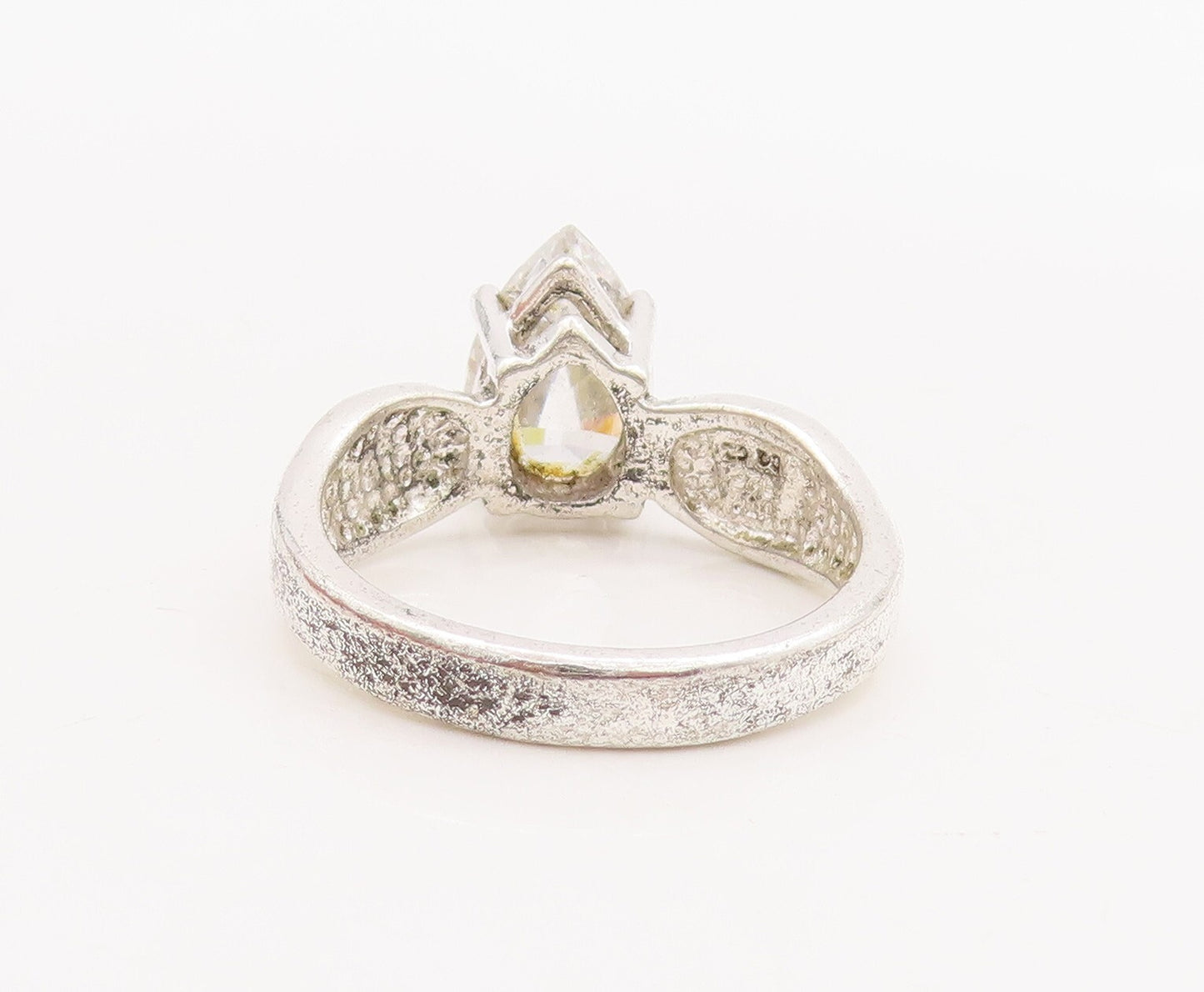 925 Sterling Silver Vintage Ring Designer Drop Cut Topaz  Sz 10  RG29124